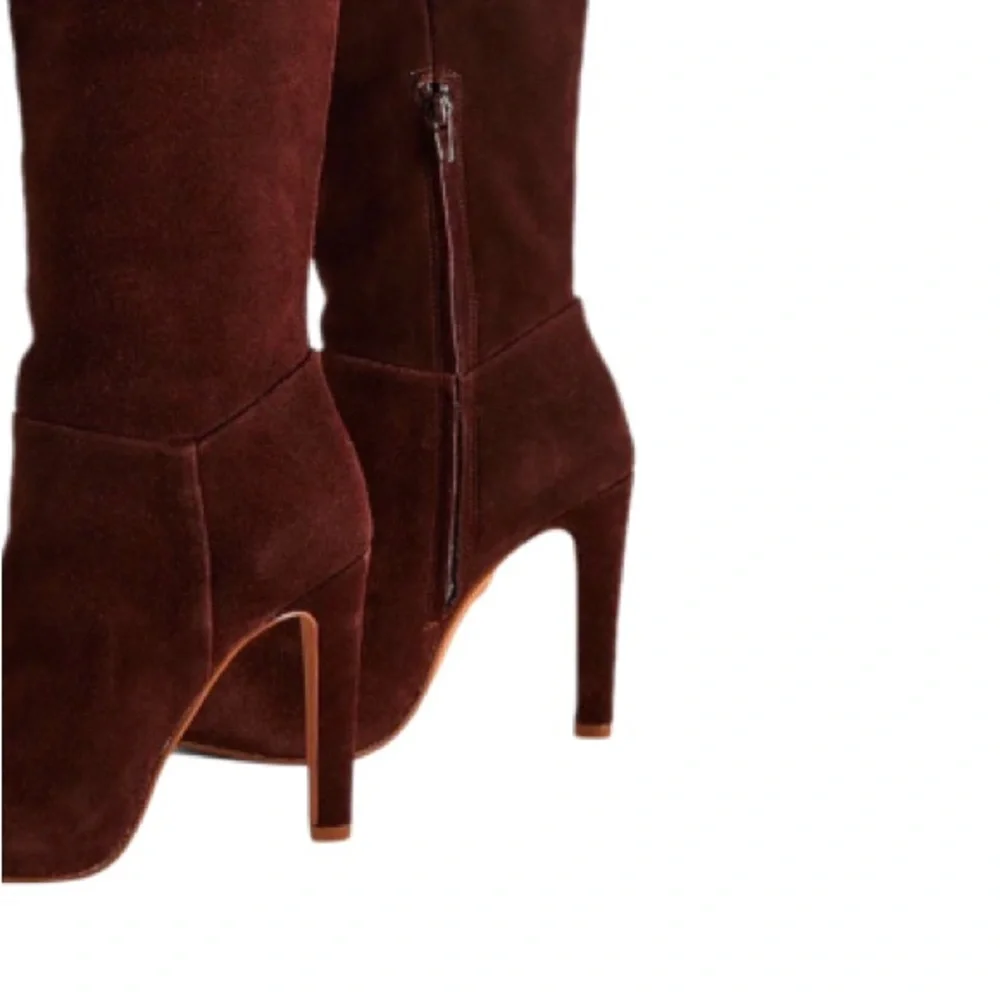 NWT Express Brian Atwood Collab Over-The-Knee Genuine Suede Boots Cognac 7